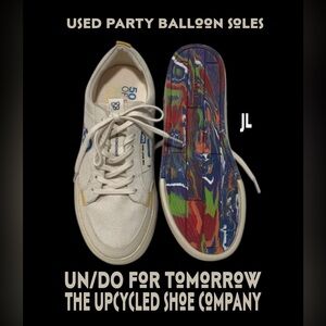 UNDO FOR TOMORROW Nuven Vanilla Rainbow UPCYCLED Shoes Used Balloons Soles Sz 7